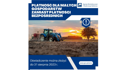 Płatność dla małych gospodarstw zamiast płatności bezpośrednich - plakat